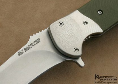 RJ Martin Custom Knife Orange Peel Textured Titanium, S30V and Micarta "Q36" Flipper - Image 2