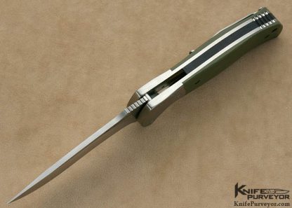 RJ Martin Custom Knife Orange Peel Textured Titanium, S30V and Micarta "Q36" Flipper - Image 4