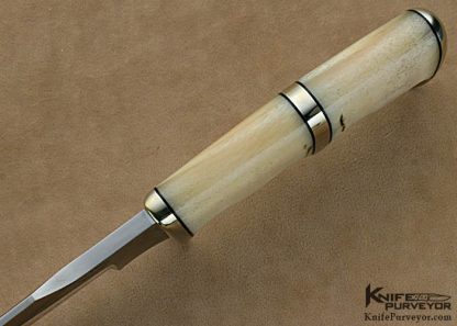 R.J. Knives Custom Knives "Bear Tooth" Ramshorn & Nickel Silver Subhilt Skinner - Image 5