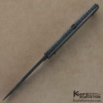 Jerry Rados Custom Knives Sole Authorship "Turkish Twist" Damascus Automatic Lockback - Image 6