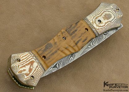 Rainey Vallotton Custom Knife Damascus, Mokume & Fluted  D/A Automatic - Image 3