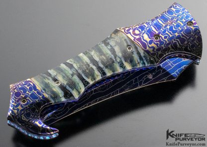 Rainy Vallotton Custom Knife "Urukky" Blued Chad Nichols Damascus Auto "Goblin" Linerlock - Image 3