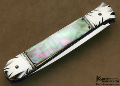 Rainy Vallotton Custom Knife "Ice Pick" Auto Dagger With  Presentation Grade Black Lip Mother Of Pearl  With High Polish Carved Stainless Steel Linerlock - Image 3