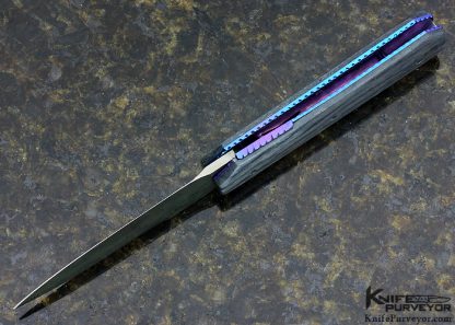 Rainy Vallotton Custom Knife Giraffe Bone & Damascus D/A Automatic Linerlock - Image 5
