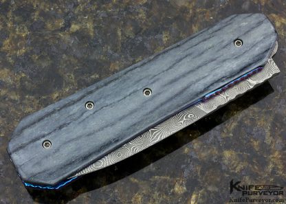 Rainy Vallotton Custom Knife Giraffe Bone & Damascus D/A Automatic Linerlock - Image 3