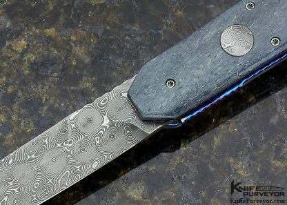 Rainy Vallotton Custom Knife Giraffe Bone & Damascus D/A Automatic Linerlock - Image 2