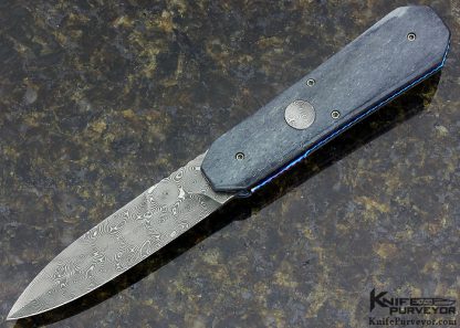 Rainy Vallotton Custom Knife Giraffe Bone & Damascus D/A Automatic Linerlock