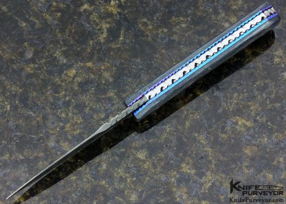 Rainy Vallotton Custom Knife Giraffe Bone & Damascus D/A Automatic Linerlock - Image 4