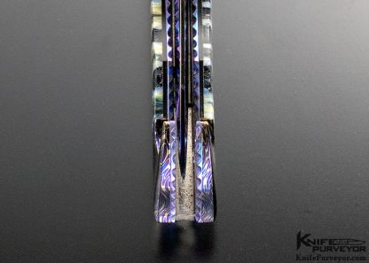 Rainy Vallotton Custom Knife "Urukky" Blued Chad Nichols Damascus Auto "Goblin" Linerlock - Image 8