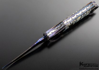 Rainy Vallotton Custom Knife "Urukky" Blued Chad Nichols Damascus Auto "Goblin" Linerlock - Image 7