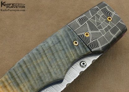 Ralph Freer Custom Knife Fluted Oosic and Damascus Linerlock - Image 5