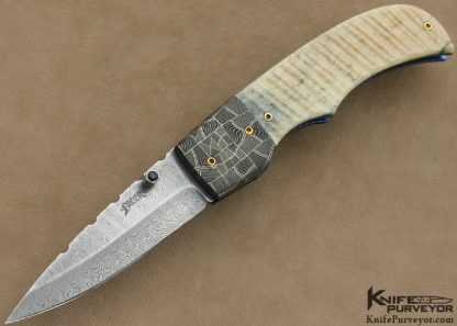 Ralph Freer Custom Knife Fluted Oosic and Damascus Linerlock