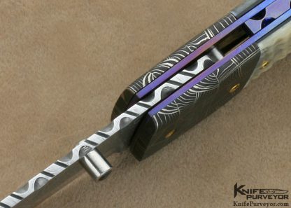 Ralph Freer Custom Knife Fluted Oosic and Damascus Linerlock - Image 8