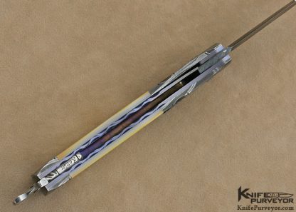 Ralph Selvideo's Custom Knife: Automatic Rattler with Damascus and Goldlip Pearl Shell - Image 9