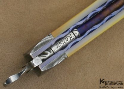 Ralph Selvideo's Custom Knife: Automatic Rattler with Damascus and Goldlip Pearl Shell - Image 10