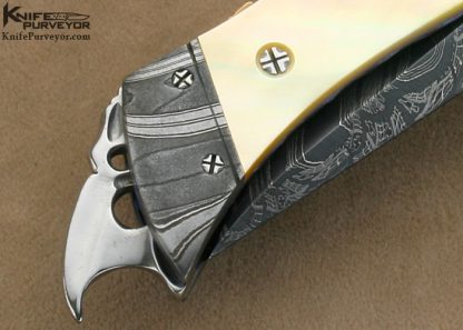 Ralph Selvideo's Custom Knife: Automatic Rattler with Damascus and Goldlip Pearl Shell - Image 4