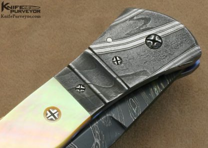 Ralph Selvideo's Custom Knife: Automatic Rattler with Damascus and Goldlip Pearl Shell - Image 5