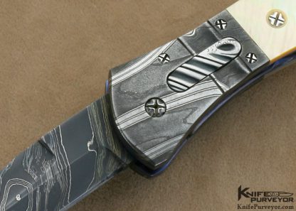 Ralph Selvideo's Custom Knife: Automatic Rattler with Damascus and Goldlip Pearl Shell - Image 2