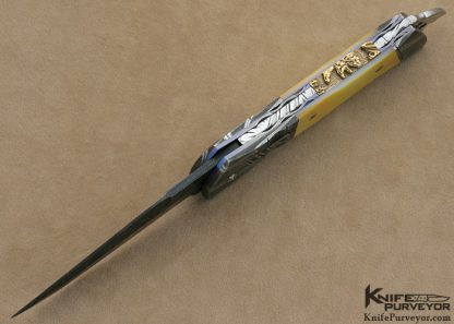 Ralph Selvideo's Custom Knife: Automatic Rattler with Damascus and Goldlip Pearl Shell - Image 6