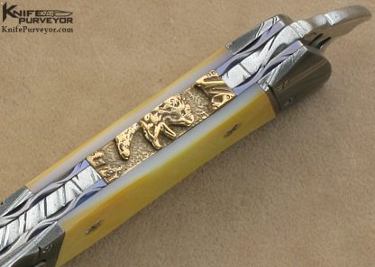 Ralph Selvideo's Custom Knife: Automatic Rattler with Damascus and Goldlip Pearl Shell - Image 8