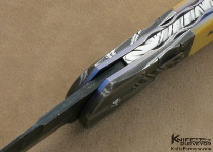 Ralph Selvideo's Custom Knife: Automatic Rattler with Damascus and Goldlip Pearl Shell - Image 7