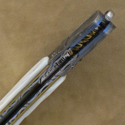 Ralph Selvideo Custom Knife:  Large Sculped Mother of Pearl Automatic - Image 3