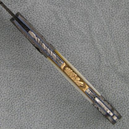 Ralph Selvideo Custom Knife: Persian Mother of Pearl Automatic with Jerry Rados "Turkish Twist" Damascus - Image 4