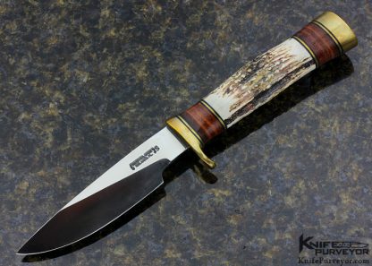 Randall Custom Knife Model 26 Pathfinder Stag, Stacked Leather and Brass