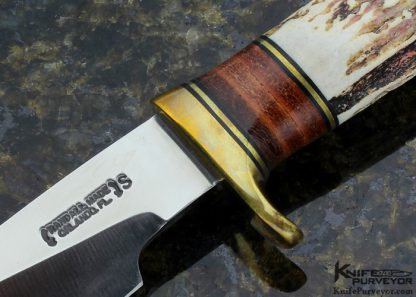 Randall Custom Knife Model 26 Pathfinder Stag, Stacked Leather and Brass - Image 2