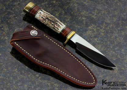 Randall Custom Knife Model 26 Pathfinder Stag, Stacked Leather and Brass - Image 3