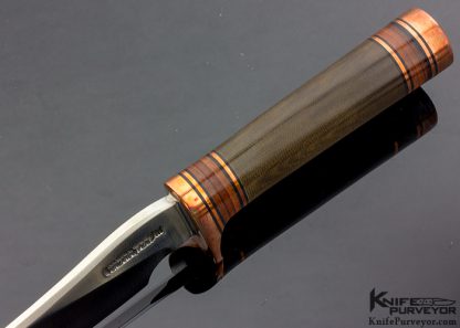 Randall  Custom Knife "Mini" Green Canvas Micarta, Stacked Leather and Copper Trailblazer - Image 3