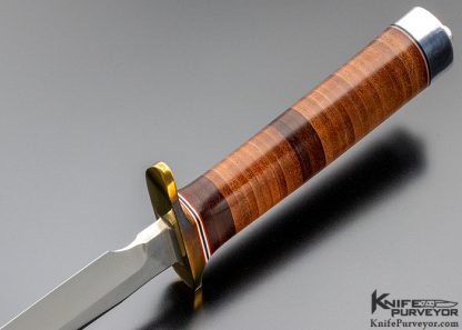 Randall Custom Knife Model 1-7 with Stacked Leather and Brass - Image 6