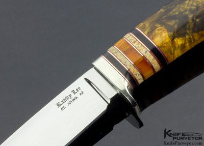 Randy Lee Custom Knife Drop Point 202 California Buckeye, Amber, Oosic and Ironwood - Image 2