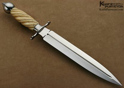 Steven Rapp Custom Knives Jon Robyn Engraved Fluted Fossilized Walrus Presentation Dagger - Image 10