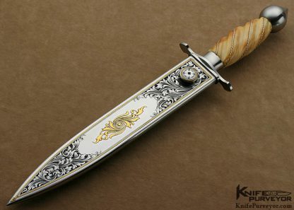 Steven Rapp Custom Knives Jon Robyn Engraved Fluted Fossilized Walrus Presentation Dagger