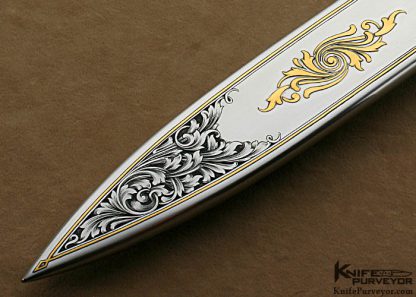 Steven Rapp Custom Knives Jon Robyn Engraved Fluted Fossilized Walrus Presentation Dagger - Image 2