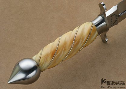Steven Rapp Custom Knives Jon Robyn Engraved Fluted Fossilized Walrus Presentation Dagger - Image 9