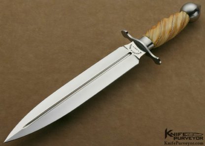 Steven Rapp Custom Knives Jon Robyn Engraved Fluted Fossilized Walrus Presentation Dagger - Image 5