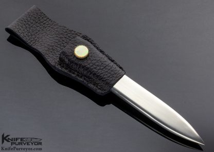 Ray Cover Jr. Carved & Engraved David Broadwell Custom Knife Damascus & Gold Lip Pearl Art Dagger 12601