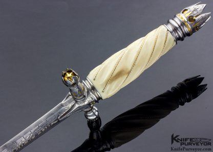 Bruce Bump Custom Knife Ray Cover Jr. Engraved Fluted Walrus "Tomb Raider II" Dagger - Image 8
