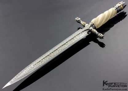 Bruce Bump Custom Knife Ray Cover Jr. Engraved Fluted Walrus "Tomb Raider II" Dagger