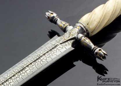 Bruce Bump Custom Knife Ray Cover Jr. Engraved Fluted Walrus "Tomb Raider II" Dagger - Image 4