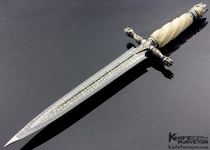 Bruce Bump Custom Knife Ray Cover Jr. Engraved Fluted Walrus "Tomb Raider II" Dagger - Image 3