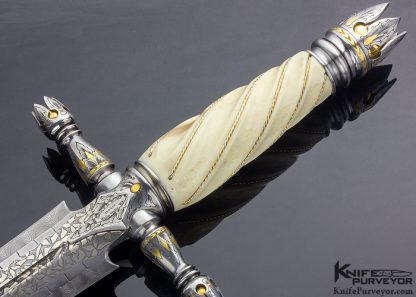 Bruce Bump Custom Knife Ray Cover Jr. Engraved Fluted Walrus "Tomb Raider II" Dagger - Image 5