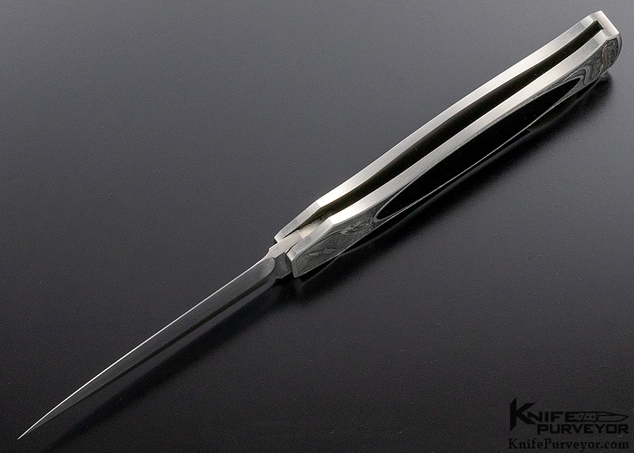 Ray Cover, Jr. Engraved Jack Busfield Custom Knife Black Jade Lockback - Image 6