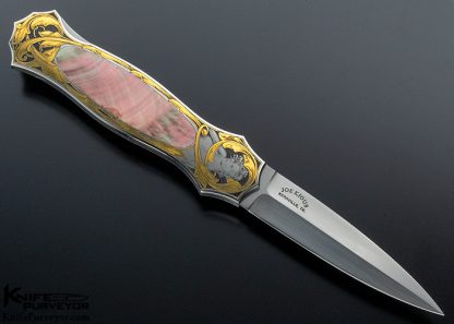 Joe Kious Custom Knife Ray Cover Jr Engraved 24 Kt. Gold and  Brown Lip Pearl Dagger - Image 3