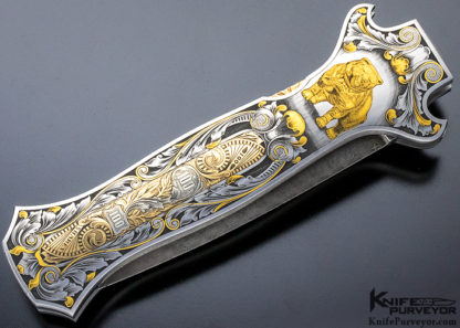 Joe Kious Custom Knife "Wall Street" Engraved by Ray Cover Jr. Lockback Auto - Image 7