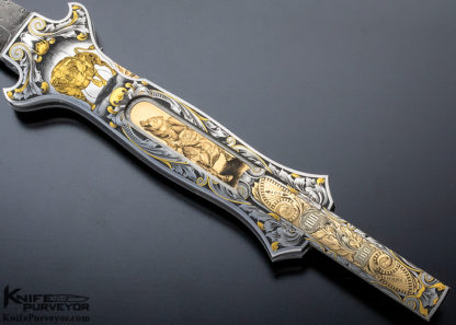 Joe Kious Custom Knife "Wall Street" Engraved by Ray Cover Jr. Lockback Auto - Image 3
