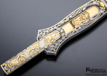 Joe Kious Custom Knife "Wall Street" Engraved by Ray Cover Jr. Lockback Auto - Image 13