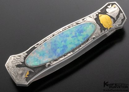 Tim Herman Custom Knife Ray Cover Engraved Opal Lockback - Image 7